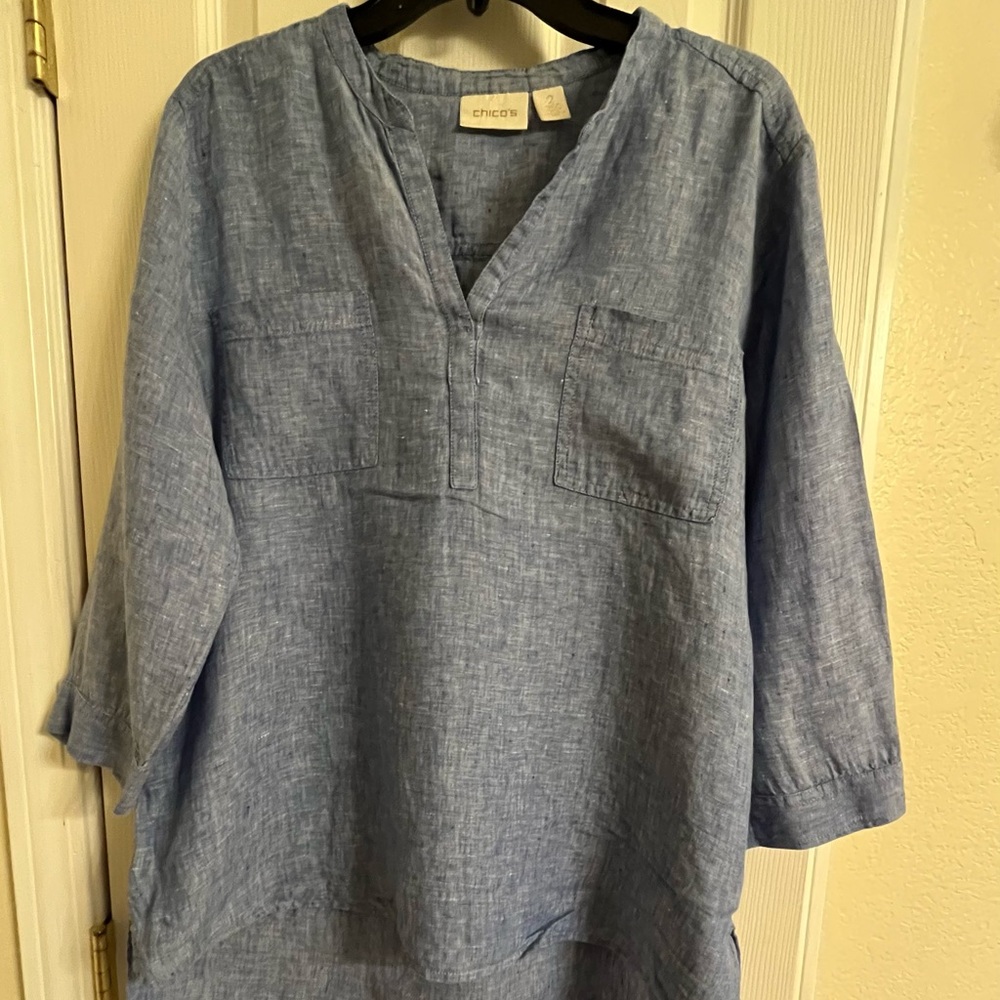 Chico's Light Blue Linen Top